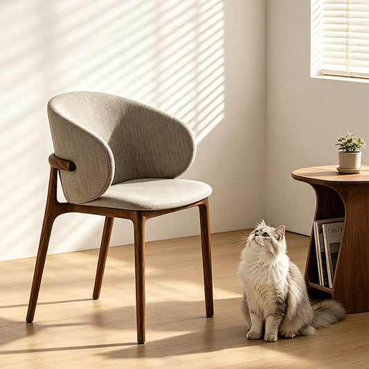 Ethan Solid Ash Wood Dining Chair | Ergonomic Curved Armchair | Hareody Mall