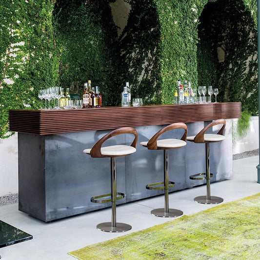 Whyie solid wood and steel adjustable bar chairs (set of 4)