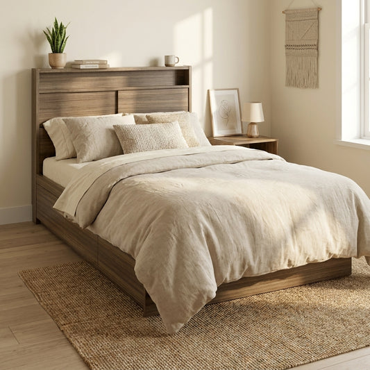 Breeze Bed Frame with Headboard Storage & Drawers 1