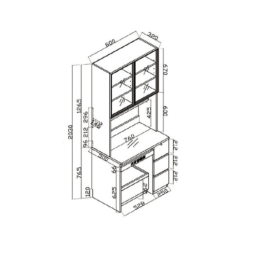 Woodstock Series-Book Desk and Bookcase Combination (Type A)