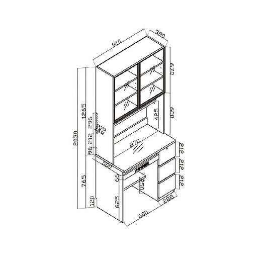 Woodstock Series-Book Desk and Bookcase Combination (Type A)