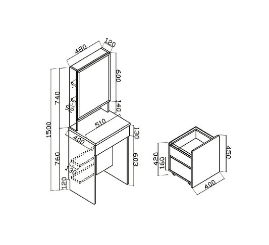 Ivory Series- Combination Dressing Table