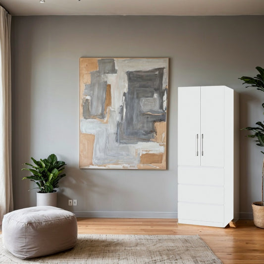 Ivory Series-Double door and three barrel wardrobe