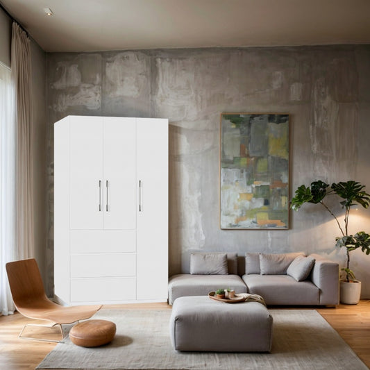 Ivory系列 - 1.2米三門三櫃桶衣櫃