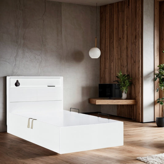 Ivory系列 - 儲物木床屏油壓床架