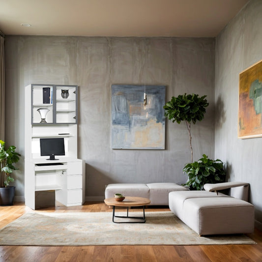 Ivory series-desk and bookcase combination (type C)