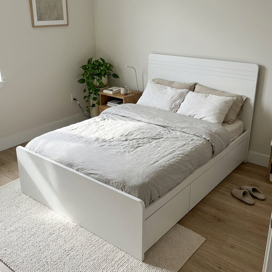 Ivory Series- Wooden Bed Screen Bed Frame 1
