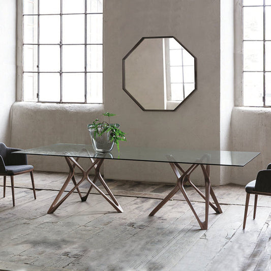 Dusk tempered glass long dining table