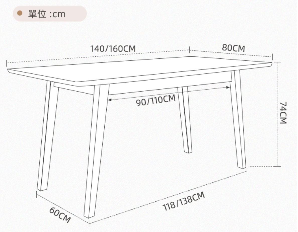 (Pick up your own price) Loki solid wood dining table (1.4m/1.6m) | Imported from Malaysia