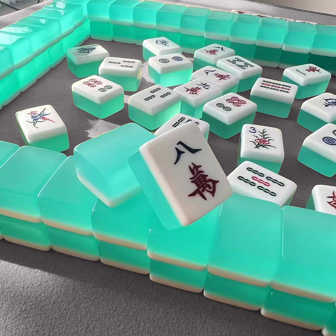 (Upgraded quick installation version) Porter portable folding solid wood mahjong table + hand-rubbed mahjong brand set