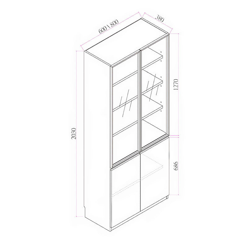 Ivory Series- Double Door Bookcase