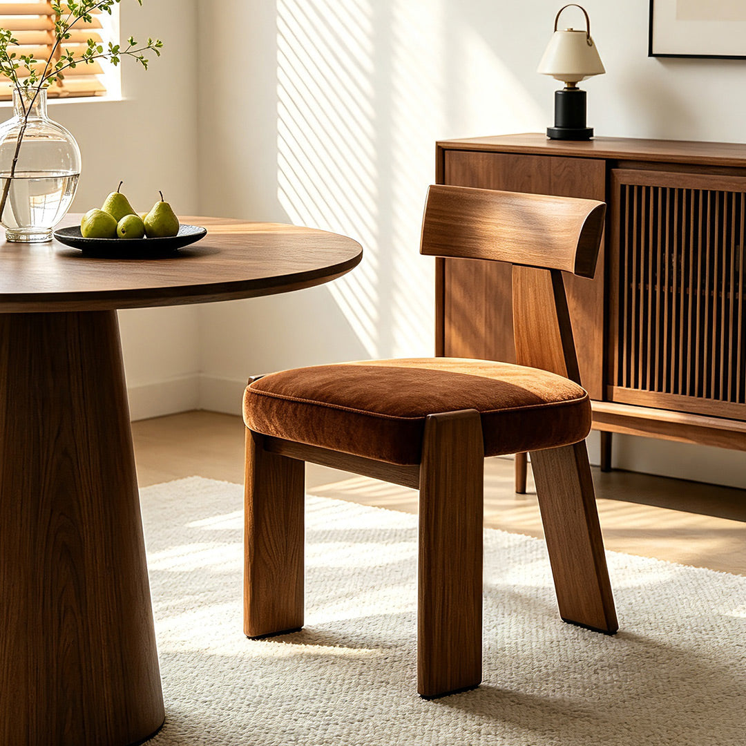 Allen Chair - Modern Minimalist Solid Wood & Italian Velvet Dining Chair