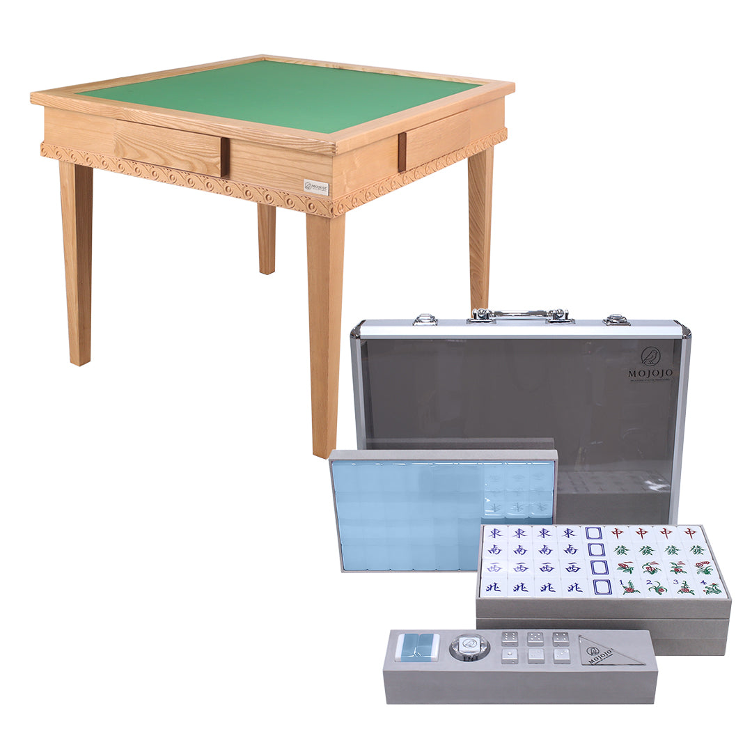 Bingo摺疊實木麻雀枱 + Mojojo - Jelly 果凍麻雀牌 (8分)套裝