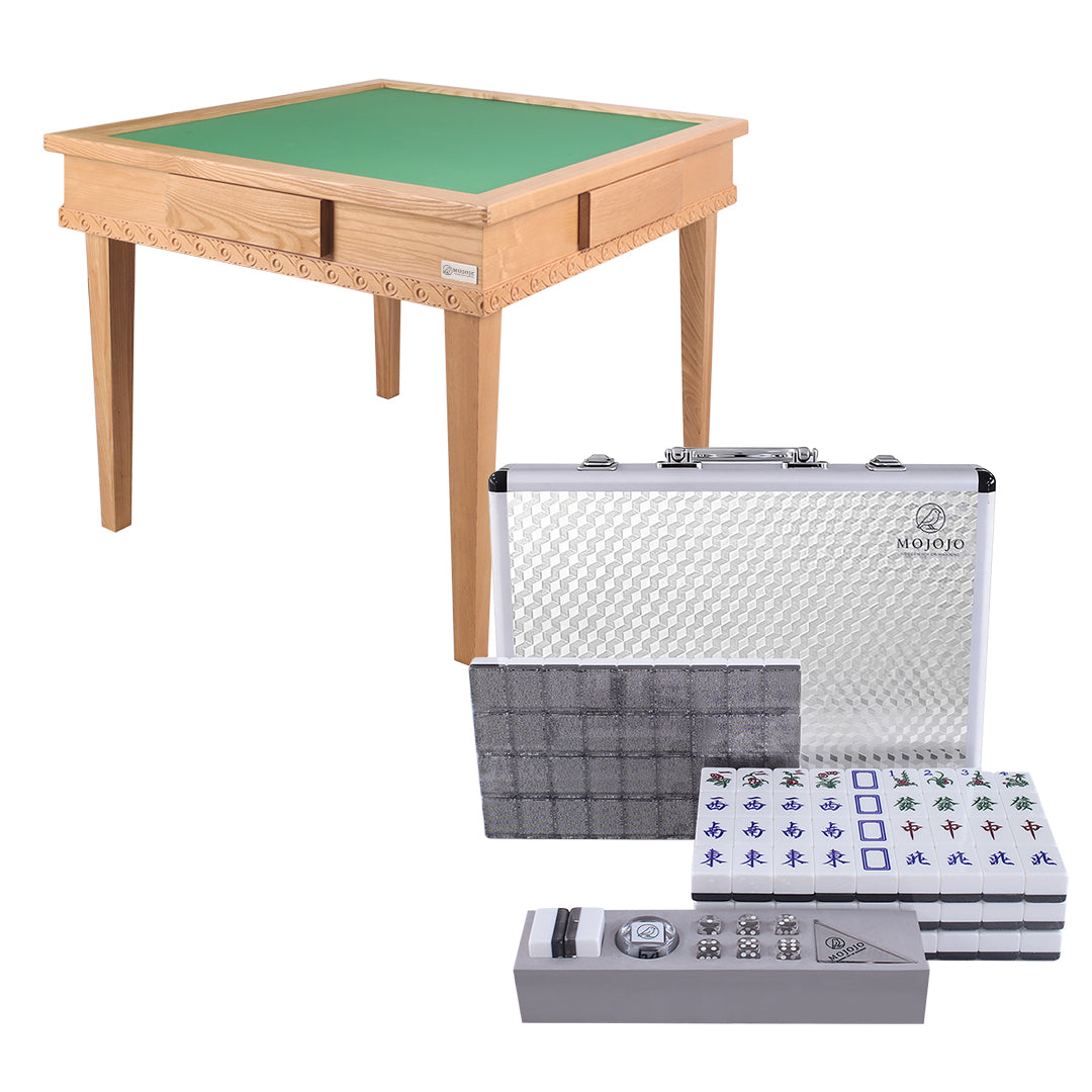 Bingo folding solid wood mahjong table + hand-rubbed mahjong card set