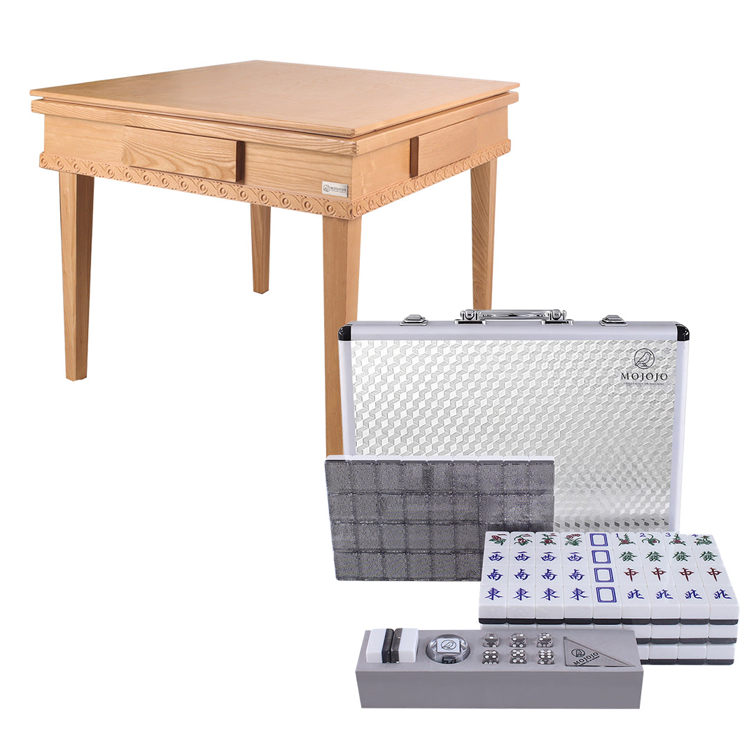 Bingo folding solid wood mahjong table + hand-rubbed mahjong card set