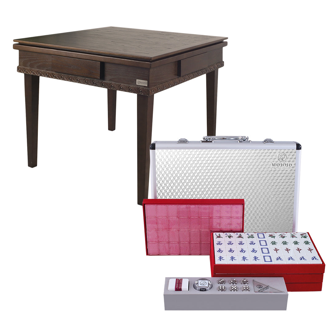 Bingo folding solid wood mahjong table + hand-rubbed mahjong card set