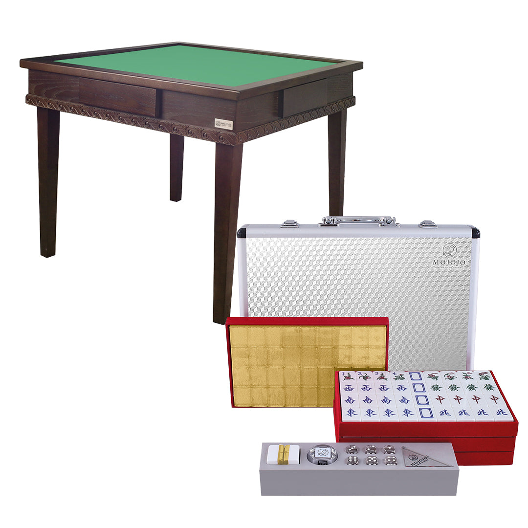 Bingo folding solid wood mahjong table + hand-rubbed mahjong card set