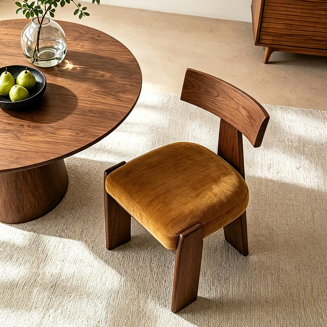 Allen Chair - Modern Minimalist Solid Wood & Italian Velvet Dining Chair