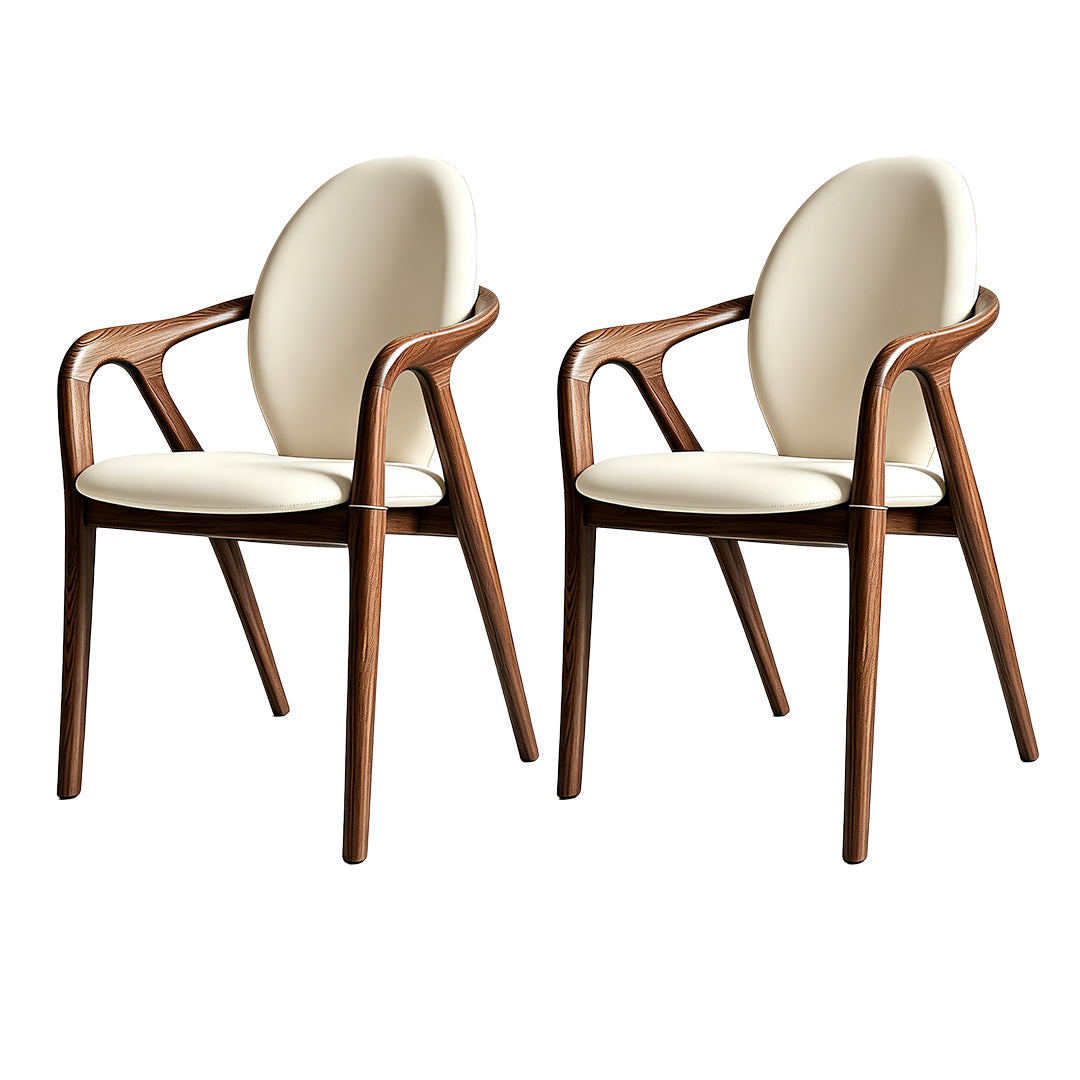 Dylan Solid Ash Wood Armchair | Ergonomic Microfiber Leather Dining Chair | Hareody Mall