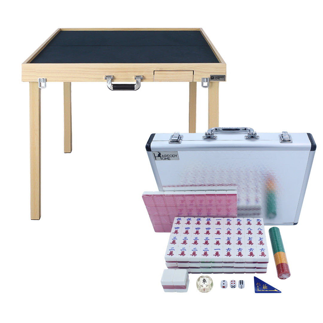 (升級快裝款) Porter手提式摺合實木麻雀枱+手搓麻雀牌套裝