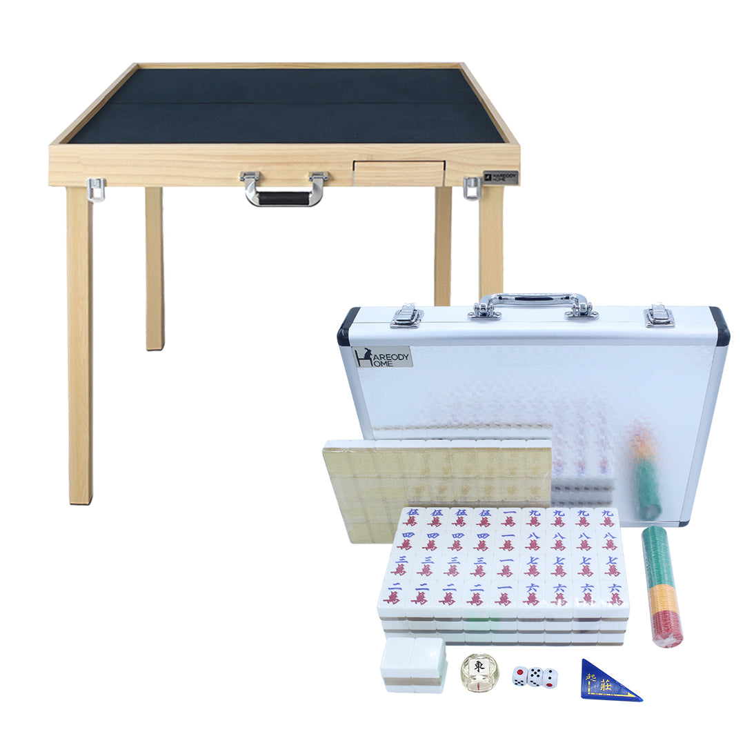 (升級快裝款) Porter手提式摺合實木麻雀枱+手搓麻雀牌套裝