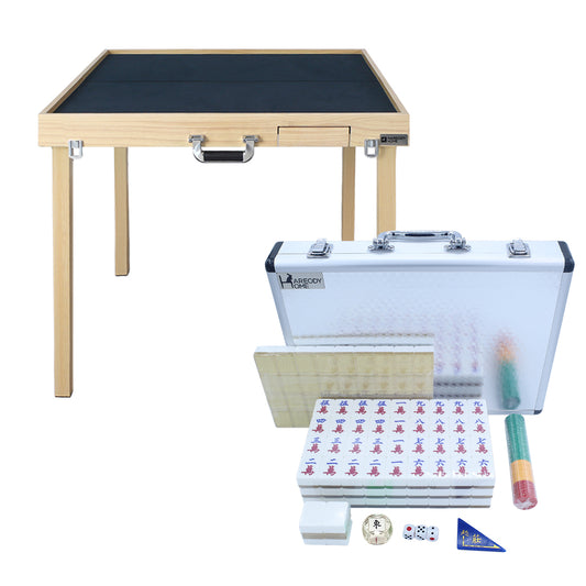 (升級快裝款) Porter手提式摺合實木麻雀枱+手搓麻雀牌套裝