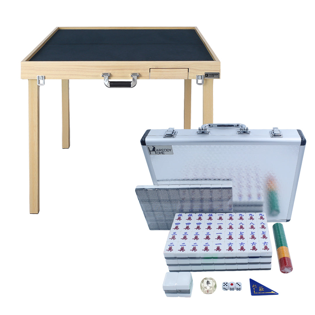 (升級快裝款) Porter手提式摺合實木麻雀枱+手搓麻雀牌套裝