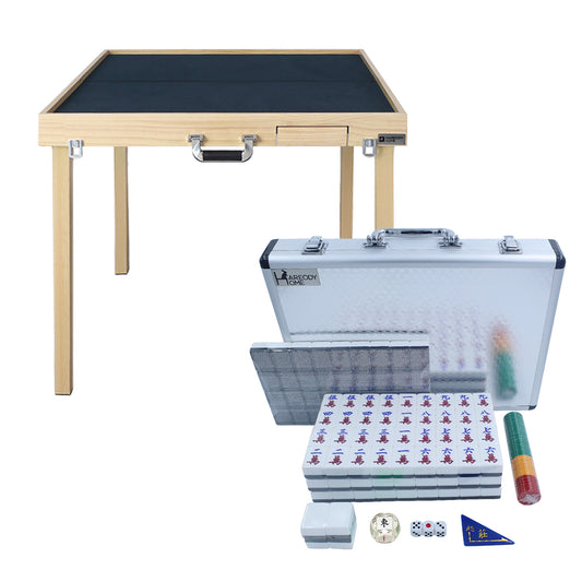 (升級快裝款) Porter手提式摺合實木麻雀枱+手搓麻雀牌套裝