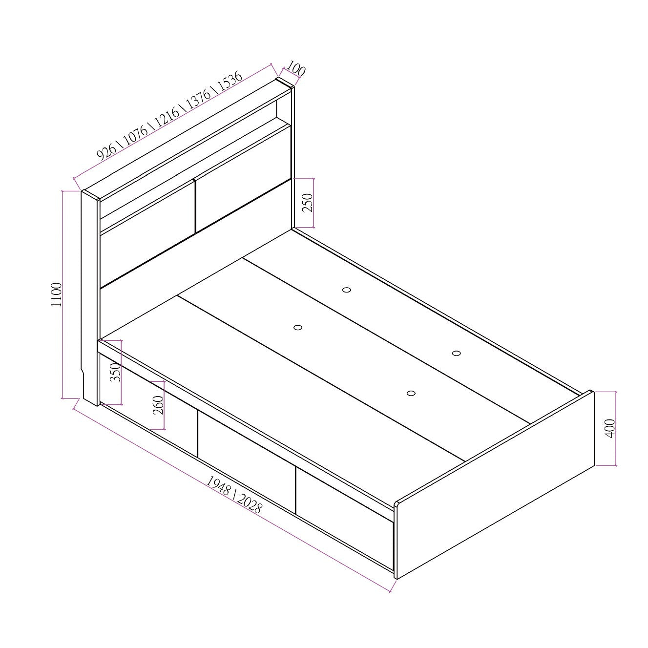 Eclipse Series- Wooden Storage Bed Screen Bed Frame