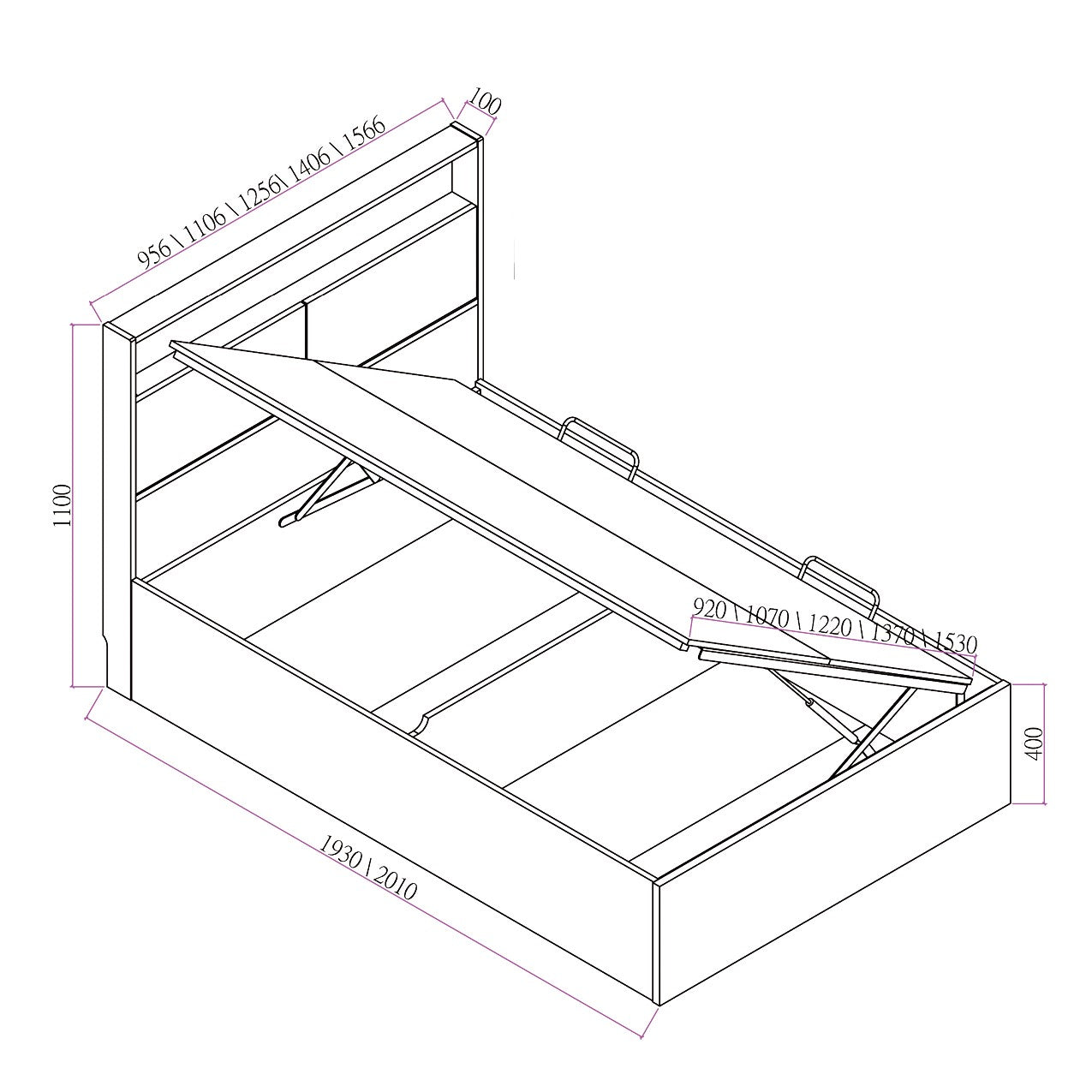 Eclipse系列 - 木儲物床屏油壓床架