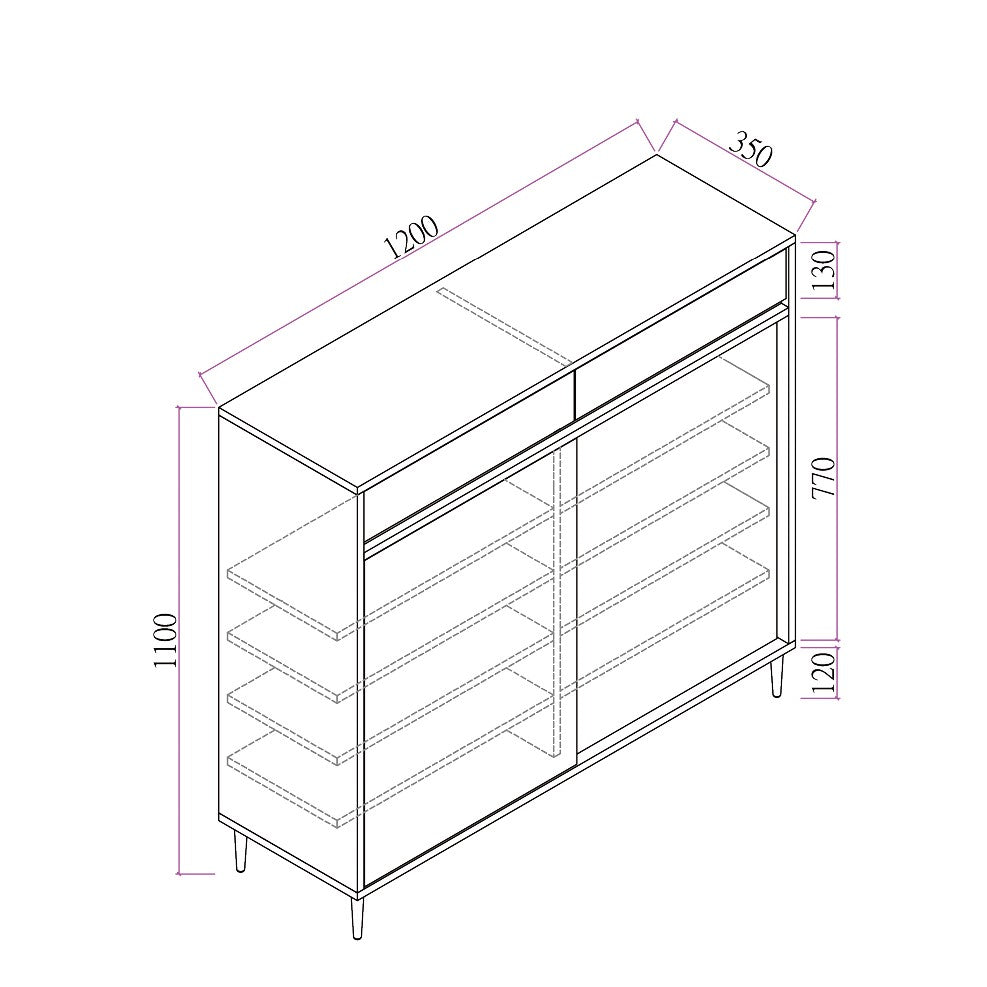 Eclipse Series - 1.2m two-door shoe cabinet