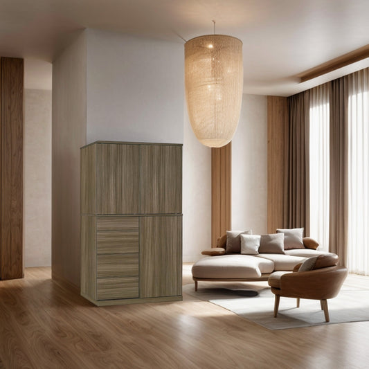 Breeze Series-Four-barrel Wardrobe with Up and Down Sliding Doors