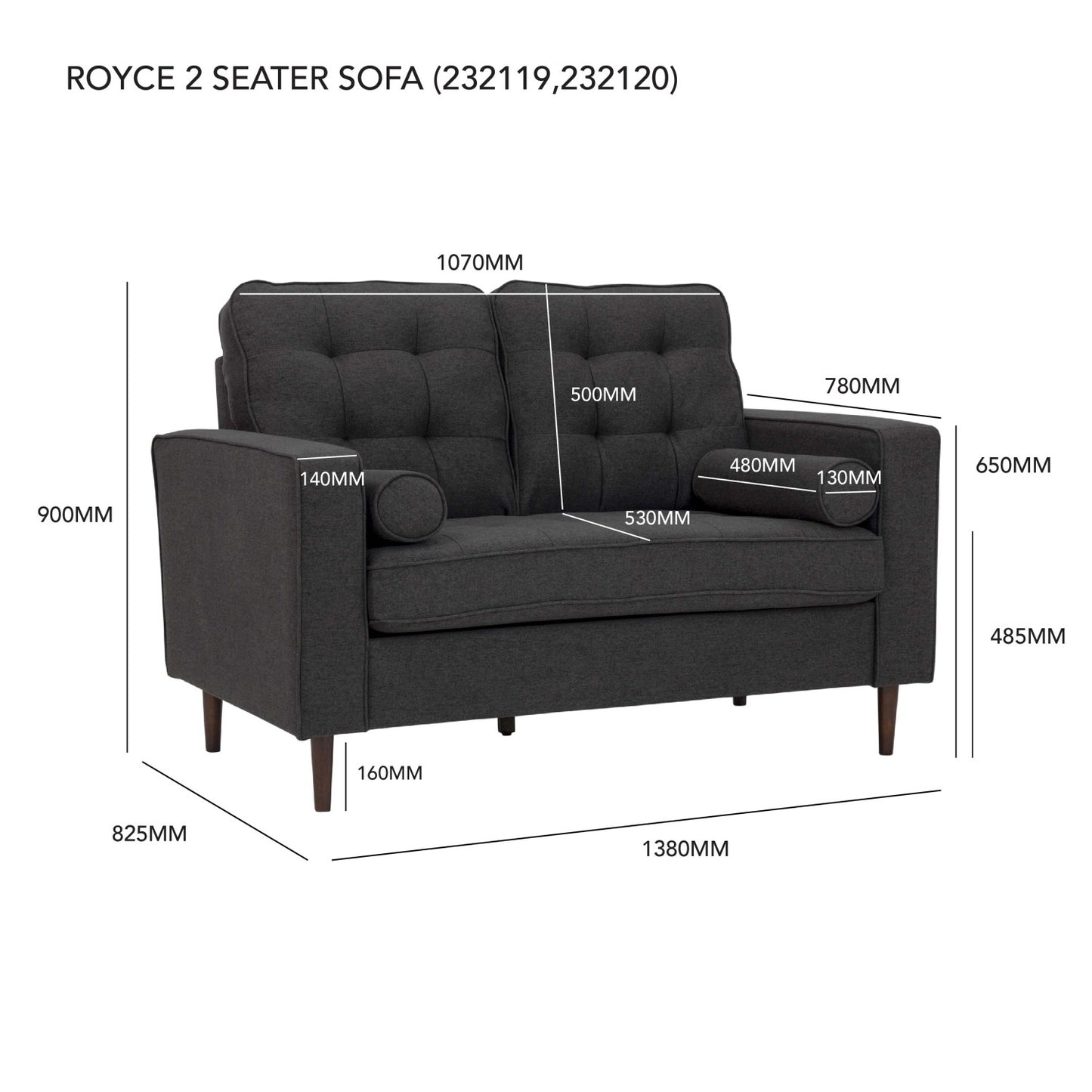 Rokka two-seat sofa