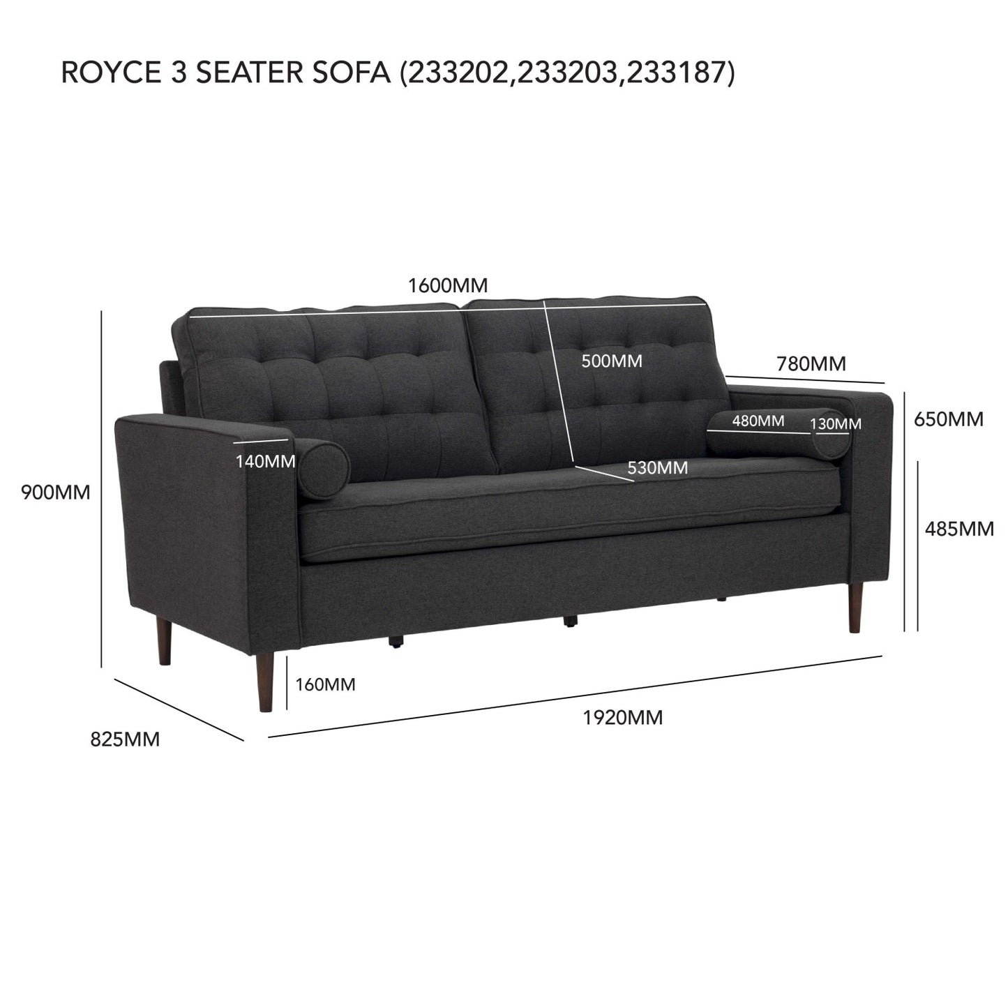 Rokka three-seat sofa