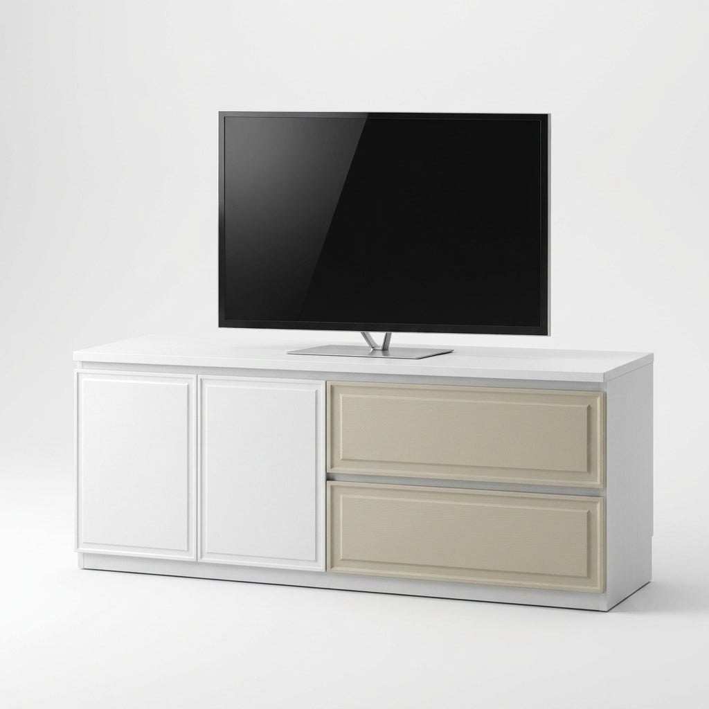 Harmony 1.53m TV Cabinet - White Wood Grain & Light Brown