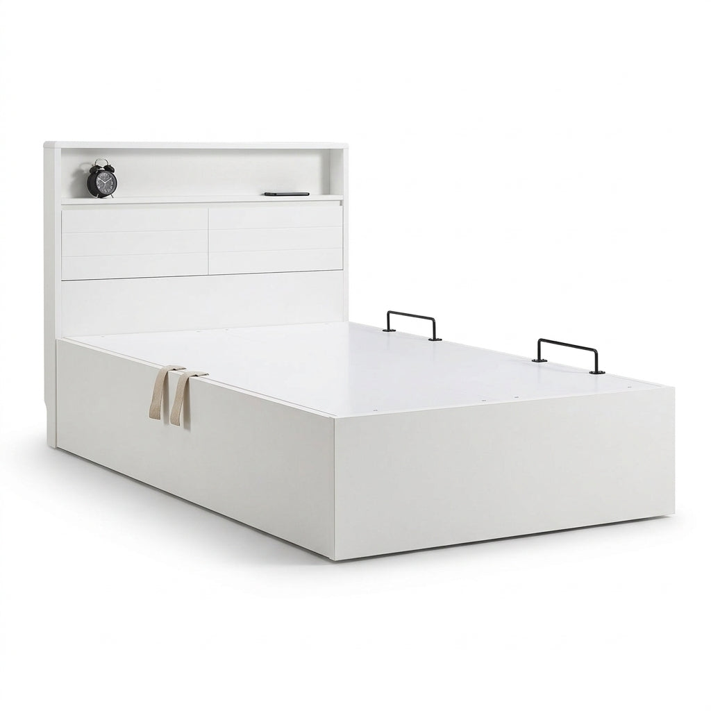 Ivory Series - Storage Wooden Bed Screen Hydraulic Bed Frame