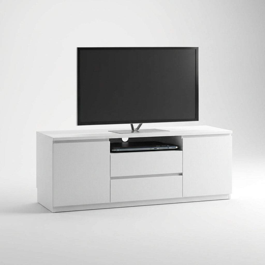 Ivory 1.53m Gloss White TV Cabinet with Soft-Close Doors