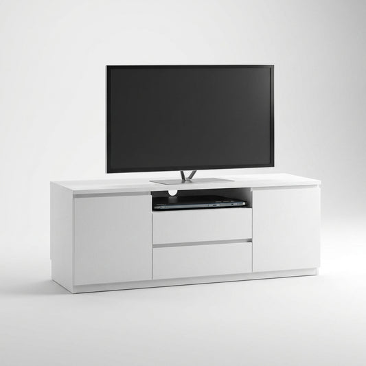 Ivory 1.53m Gloss White TV Cabinet with Soft-Close Doors