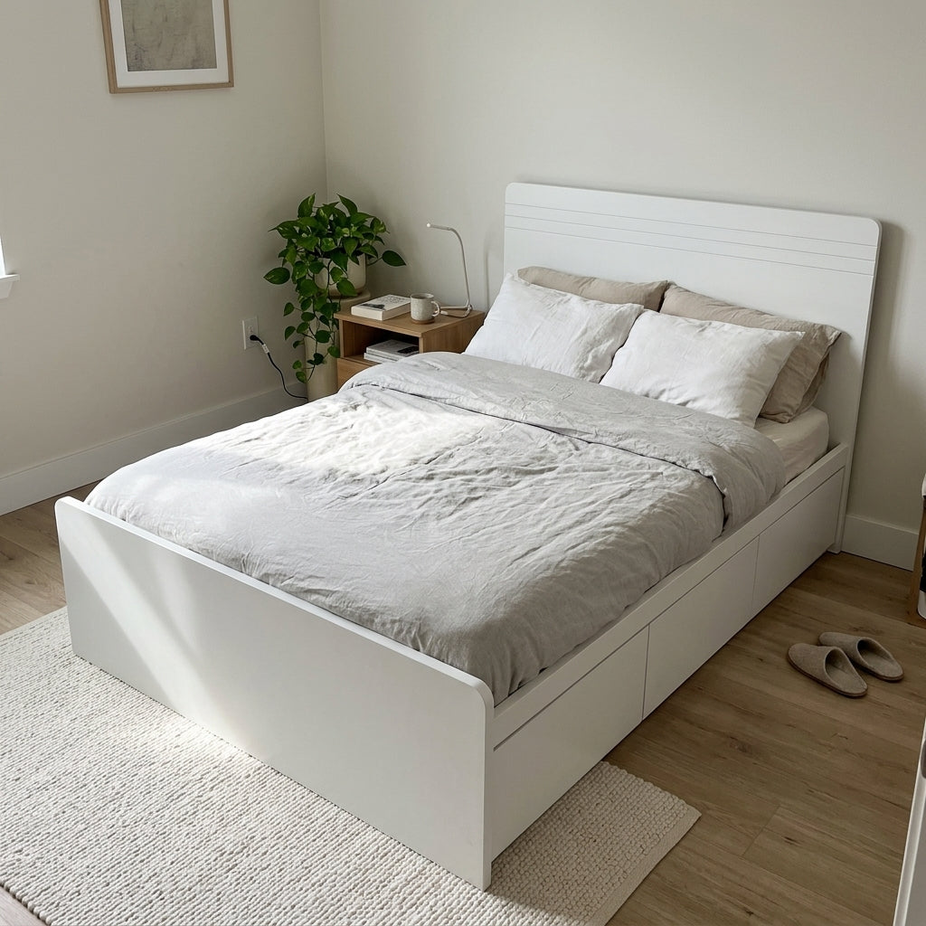 Ivory Series- Wooden Bed Screen Bed Frame 1