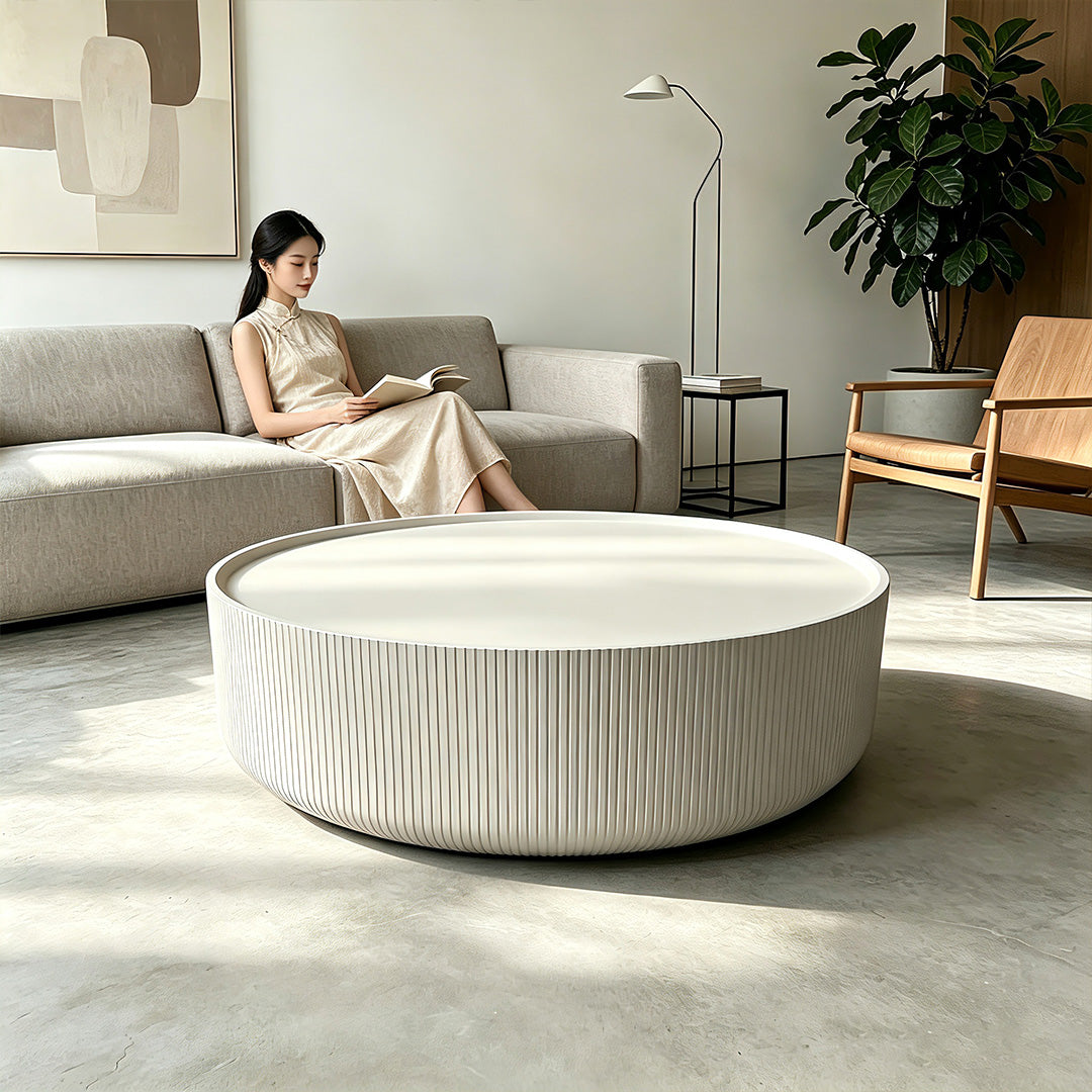 Maksen Round Concrete Coffee Table 2