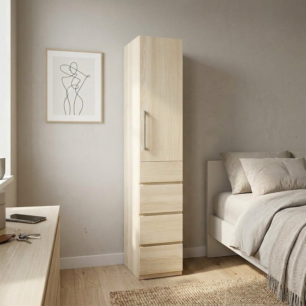 Woodland 40cm Single Door 4-Drawer Wardrobe photo