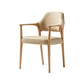 Kate Solid Ash Wood Armchair | Contemporary Floating Backrest & Easy-Care Microfiber Leather Dining Chair