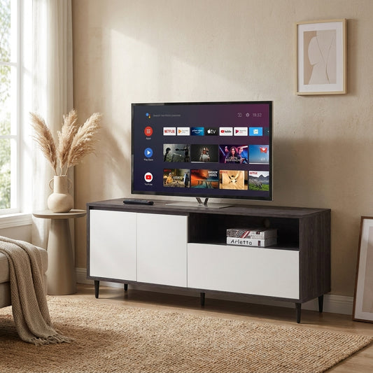 Eclipse 1.53m TV Cabinet - Black Oak & Gloss Grey (Design A)