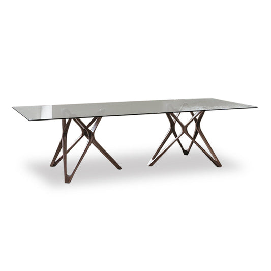 Dusk tempered glass long dining table