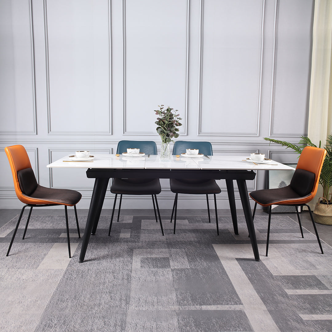 Gusto slate retractable dining table with Camino steel dining chairs (1 table 4 chairs set) - customized