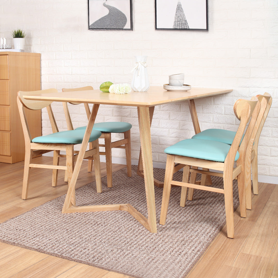 Libra solid wood foot dining table (1.4/1.6 meters) with optional solid wood dining chair combination