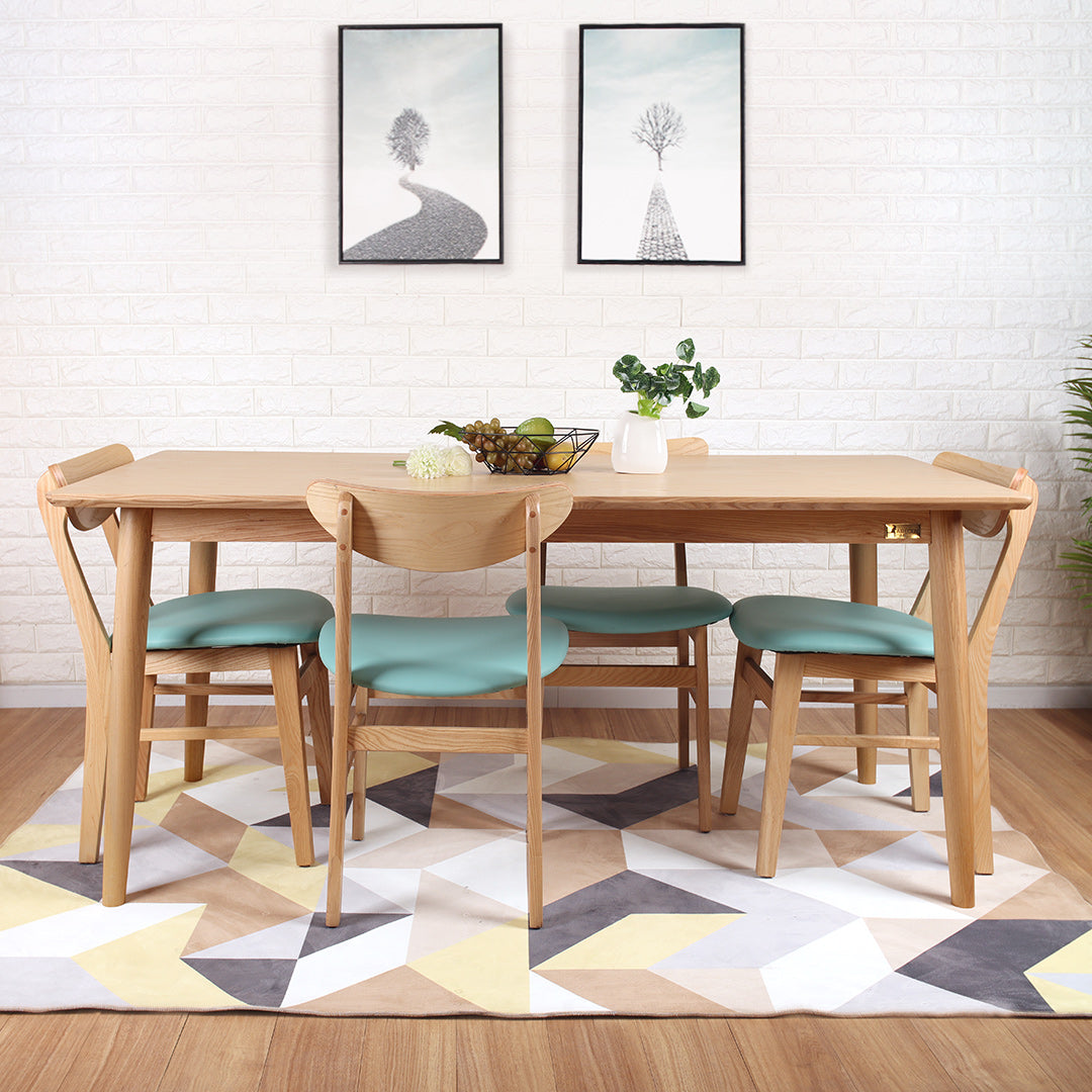 Luke solid wood base dining table (1.4/1.6 meters) with Chopin/Hansa solid wood dining chairs (1 set of 4 chairs)