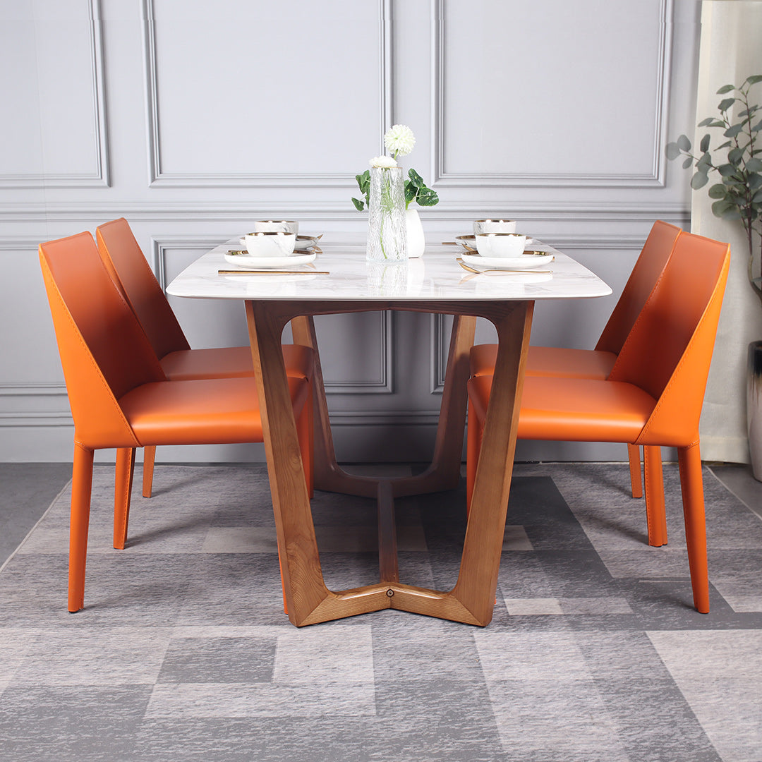 Melon slate dining table with Manhattan I solid wood dining chairs (1 table, 4 chairs set)