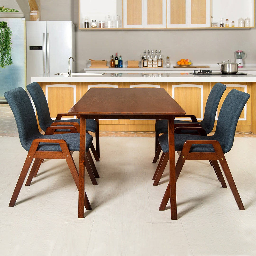 Loki solid wood dining table (1.4m/1.6m) with Tokyo solid wood dining chairs (1 table 4 chairs set)