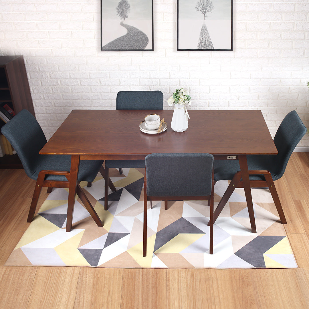 Loki solid wood dining table (1.4m/1.6m) with Tokyo solid wood dining chair (1 set 4 chairs combination) - in stock
